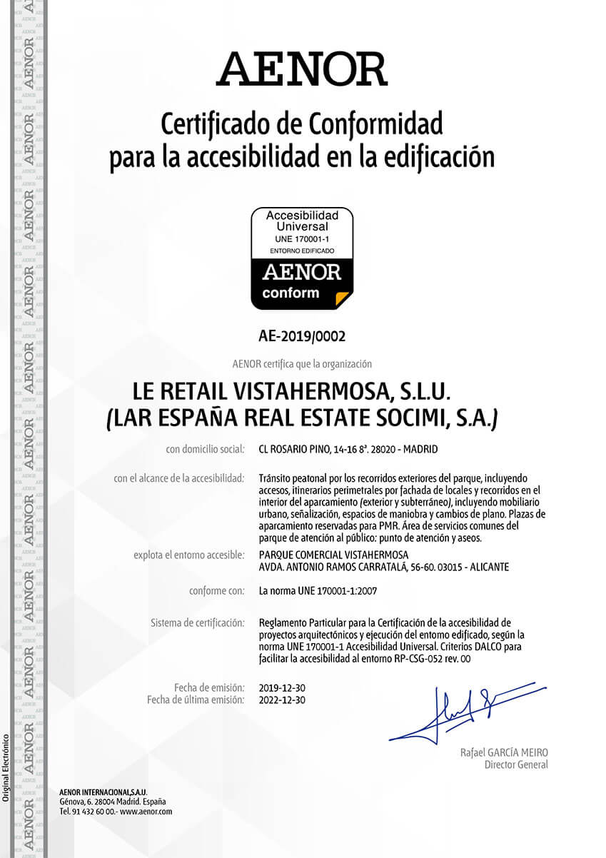 Certificado de Conformidad para la accesibilidad en la edificación